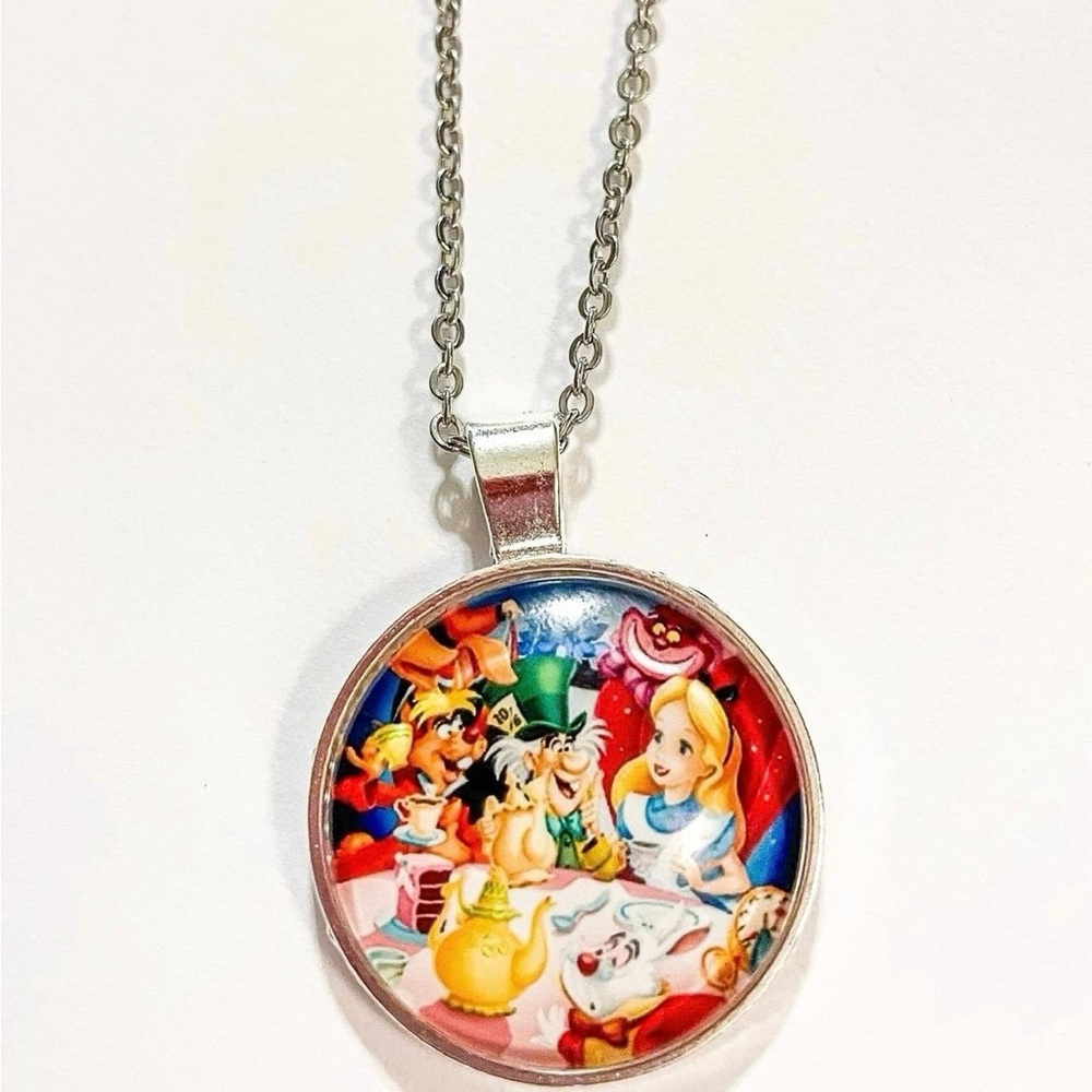 Alice In Wonderland Silver Pendant Necklace